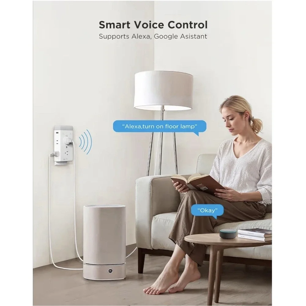 Smart Plug Outlet Extender, 3-Sided Smart Power Strips with 2 Smart Outlets &